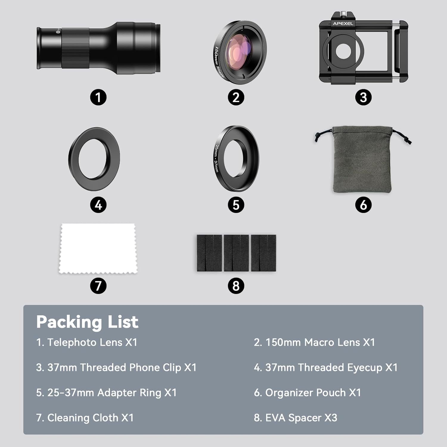 Evil eye 2 in 1 Phone Camera Lens Kit, 6X Telephoto Lens & 150mm Macro Lens with Universal Lens Clip, Phone Lens Attachment for iPhone and Andriod - Image 8